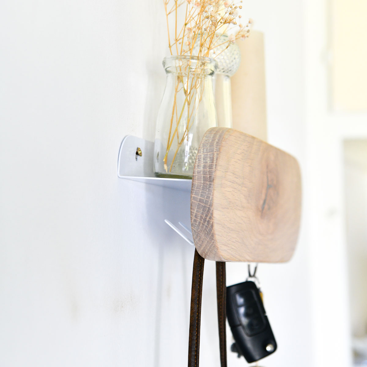 Pillola Key Hook & Shelf | Oak & Steel - Image 2