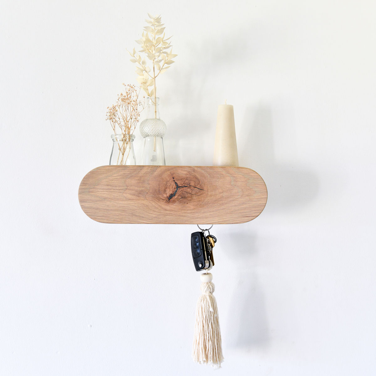 Pillola Key Hook & Shelf | Oak & Steel