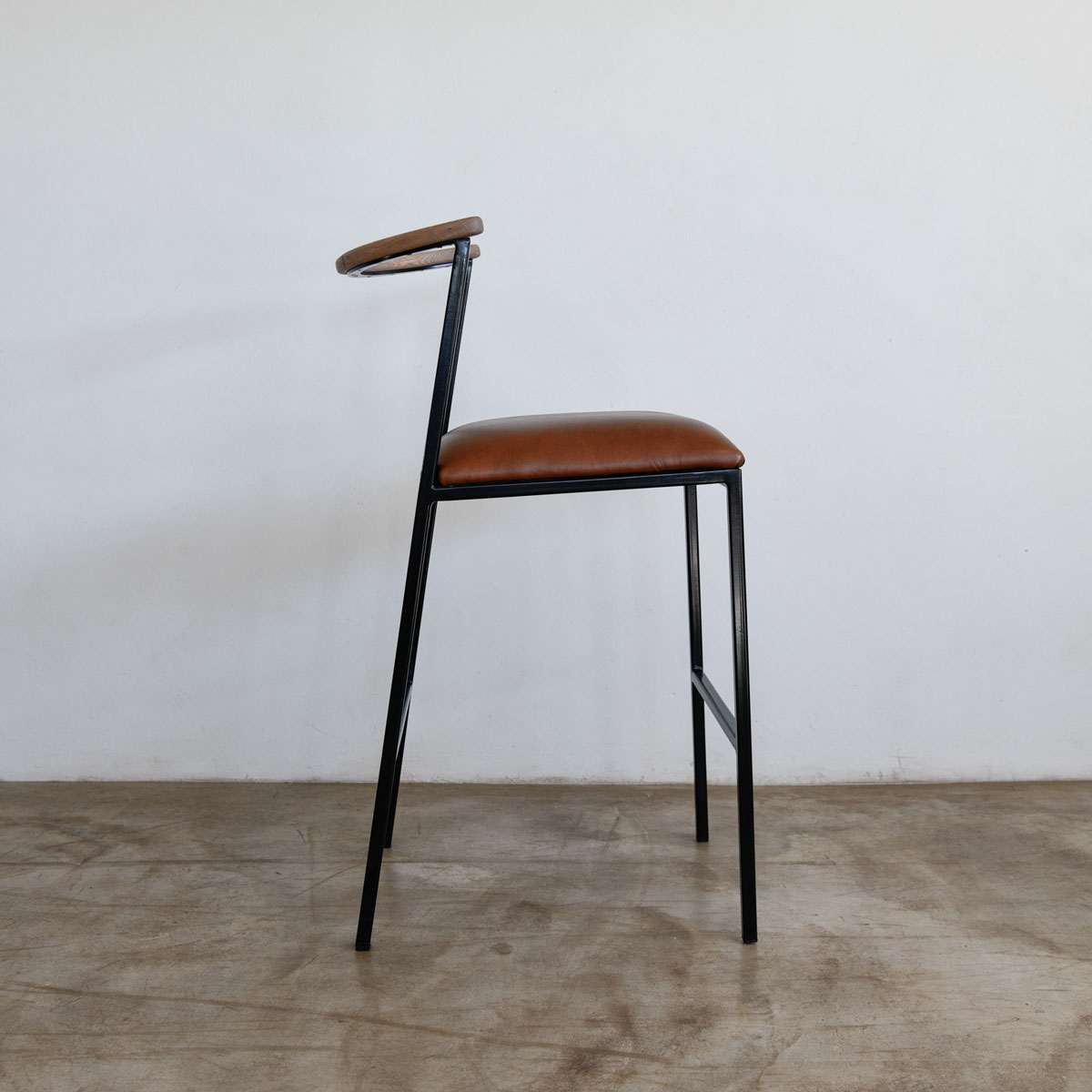 Imali Stool | Steel Leather & Oak