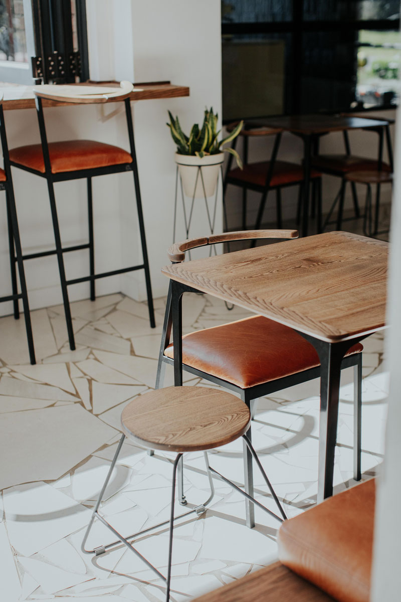 Imali Stool | Steel Leather & Oak - Image 3